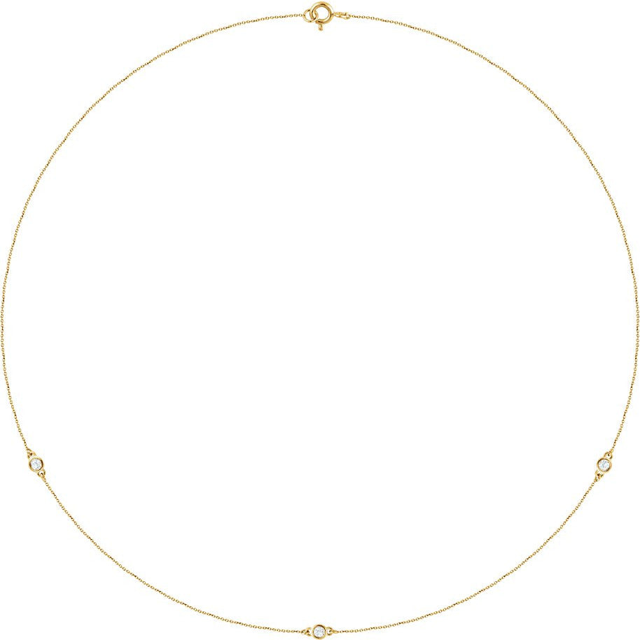 14K Yellow 1/5 CTW Diamond 3-Station 18 Necklace