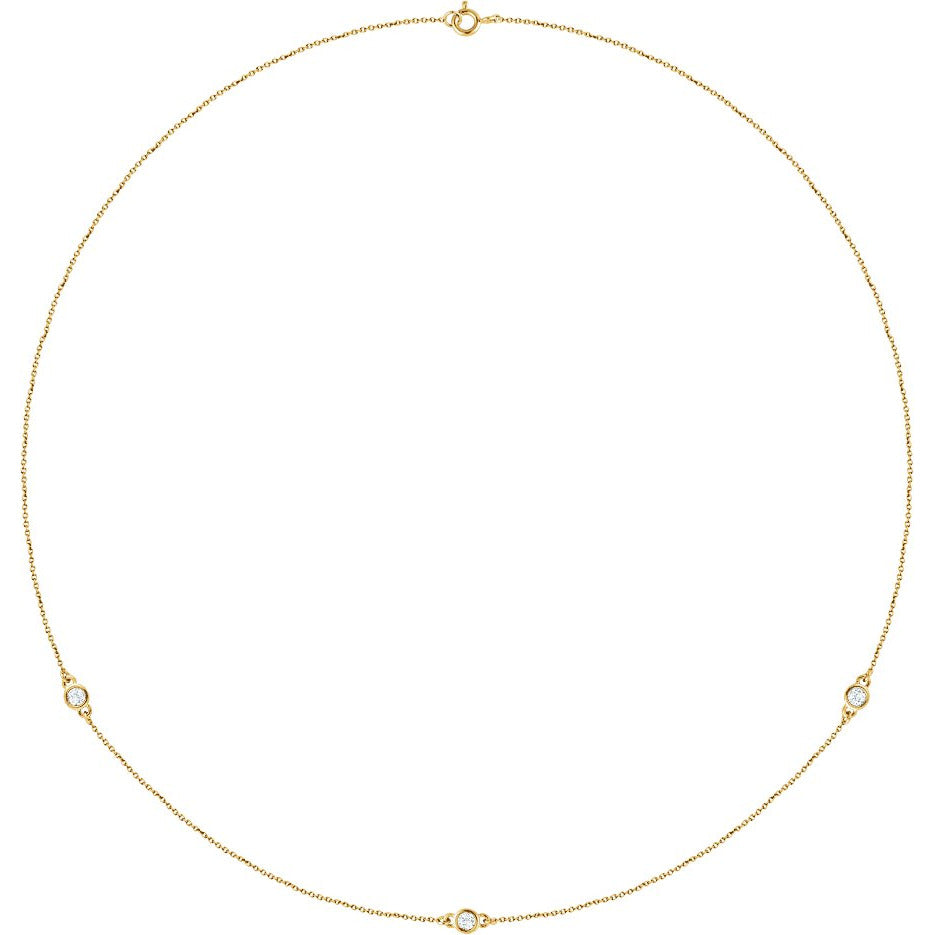 14K Yellow 1/4 CTW Diamond 3-Station 18 Necklace