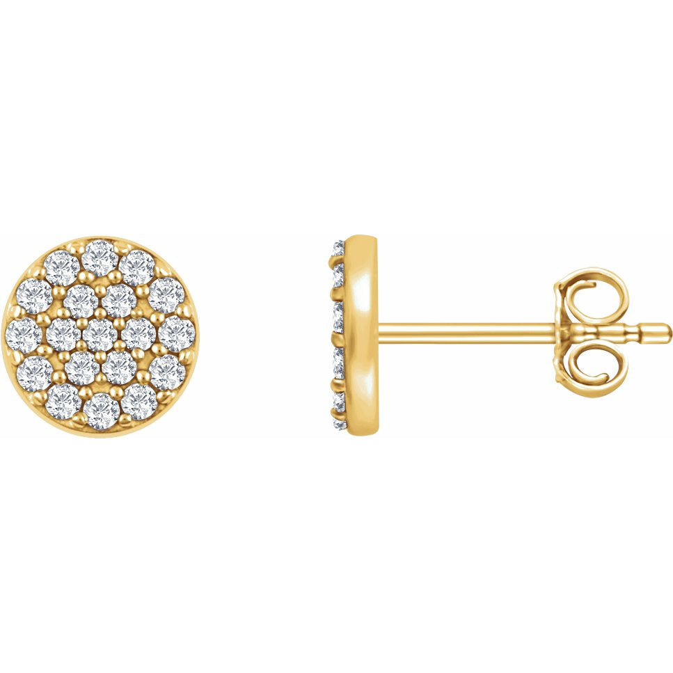 14K Yellow 1/3 CTW Diamond Cluster Earrings