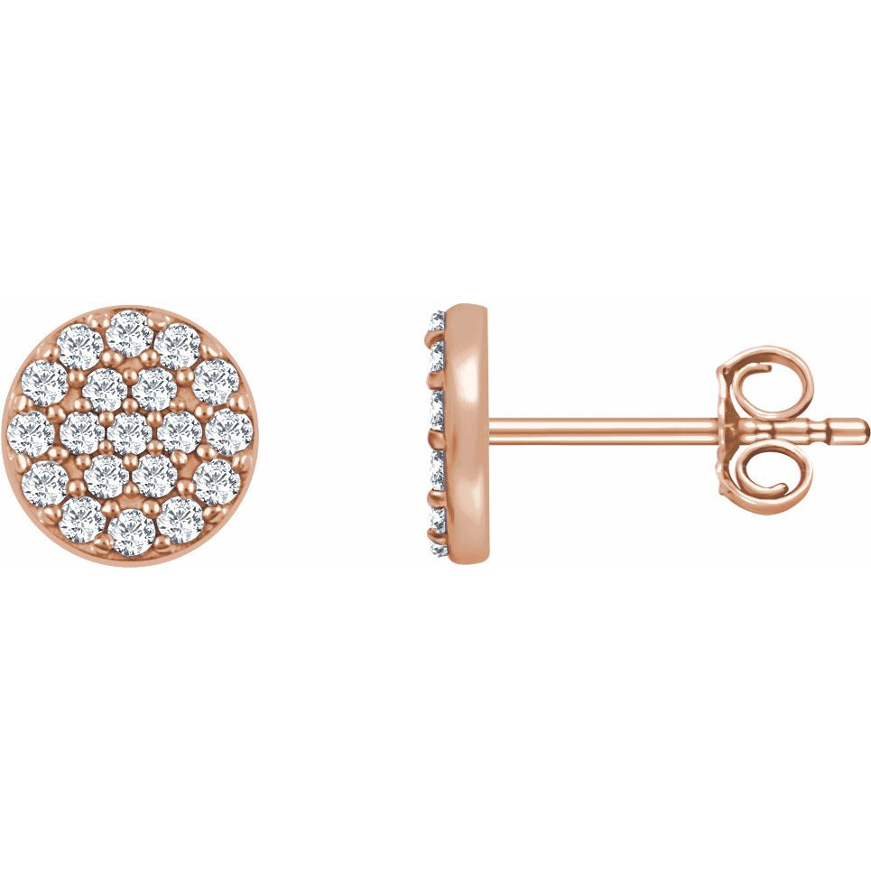 14K Rose 1/3 CTW Diamond Cluster Earrings