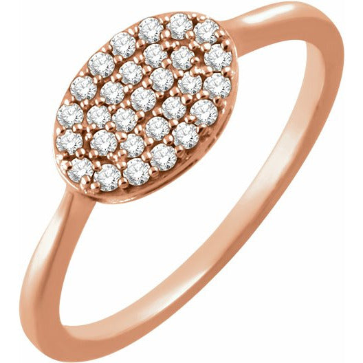14K Rose 1/5 CTW Diamond Oval Cluster Ring