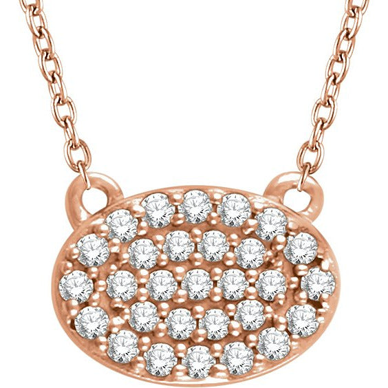 14K Rose 1/5 CTW Diamond Oval Cluster 16-18 Necklace
