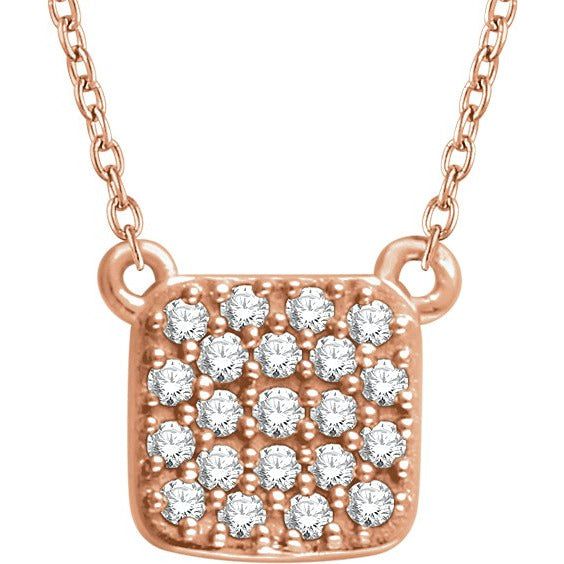14K Rose 1/6 CTW Diamond Square Cluster 16-18 Necklace
