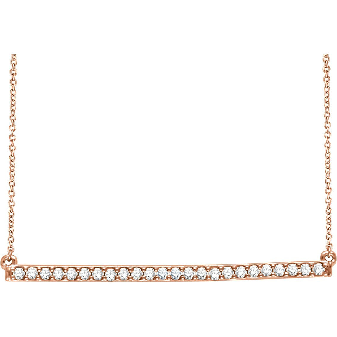 14K Rose 1/3 CTW Diamond Bar 16-18 Necklace