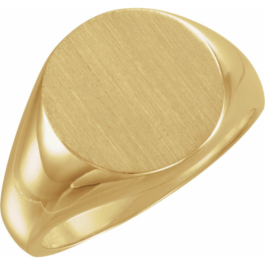 14K Yellow 15 mm Round Signet Ring