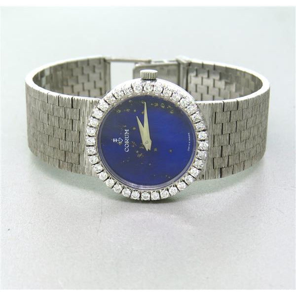 Corum 18K Gold Lapis Diamond Ladies Watch