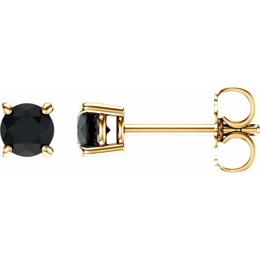 14K Yellow 4 mm Round Onyx Earrings
