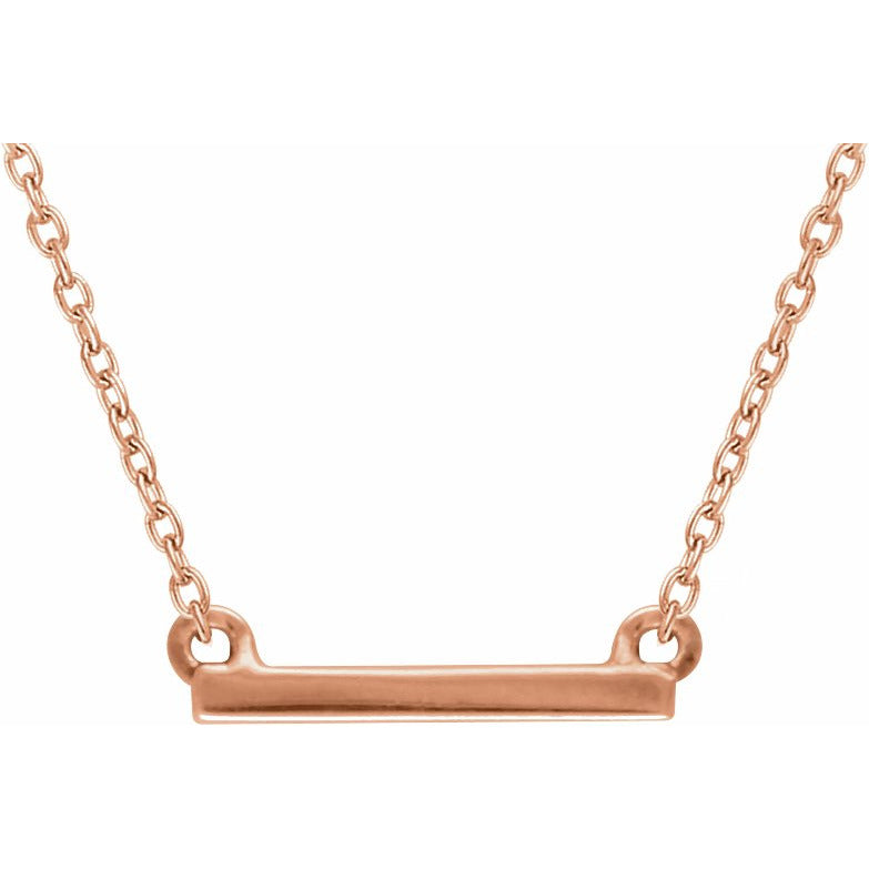 14K Rose 18x1.5 mm Petite Bar 16-18 Necklace