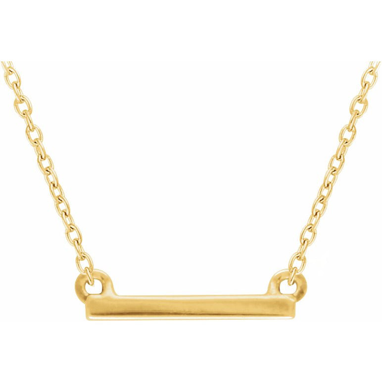 14K Yellow 18x1.5 mm Petite Bar 16-18 Necklace