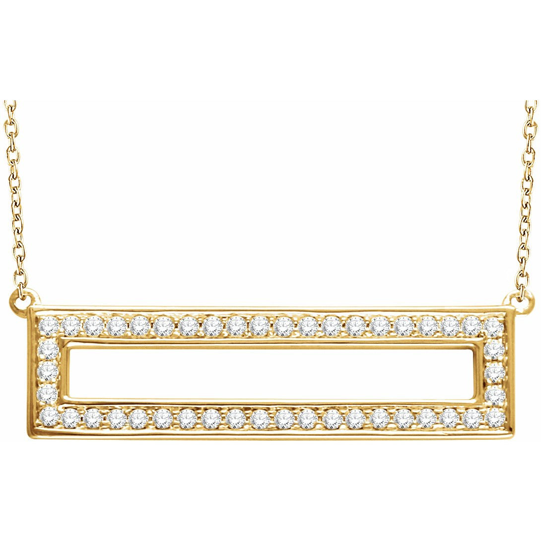 14K Yellow 3/8 CTW Diamond Rectangle 16-18 Necklace