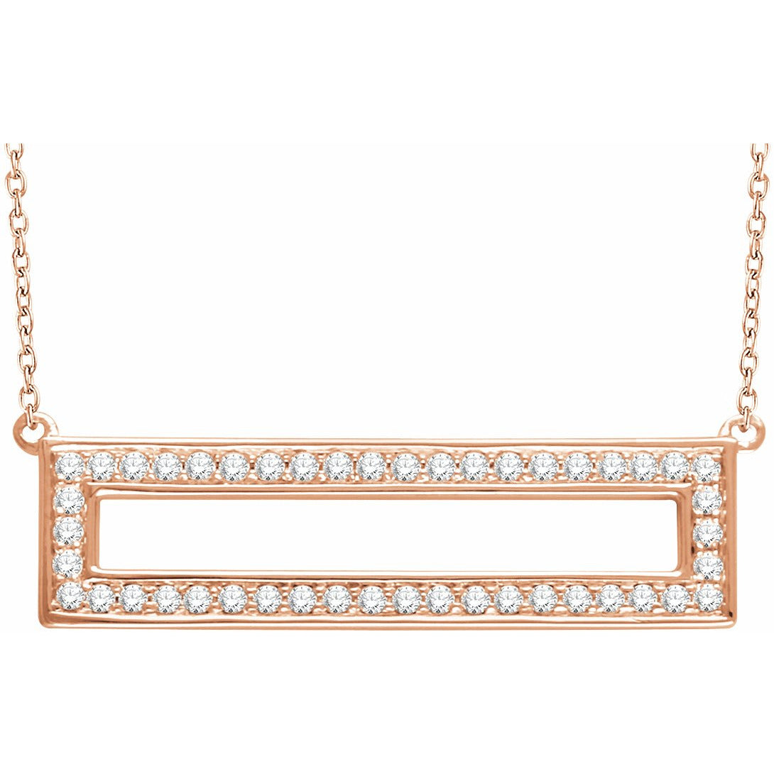14K Rose 3/8 CTW Diamond Rectangle 16-18 Necklace
