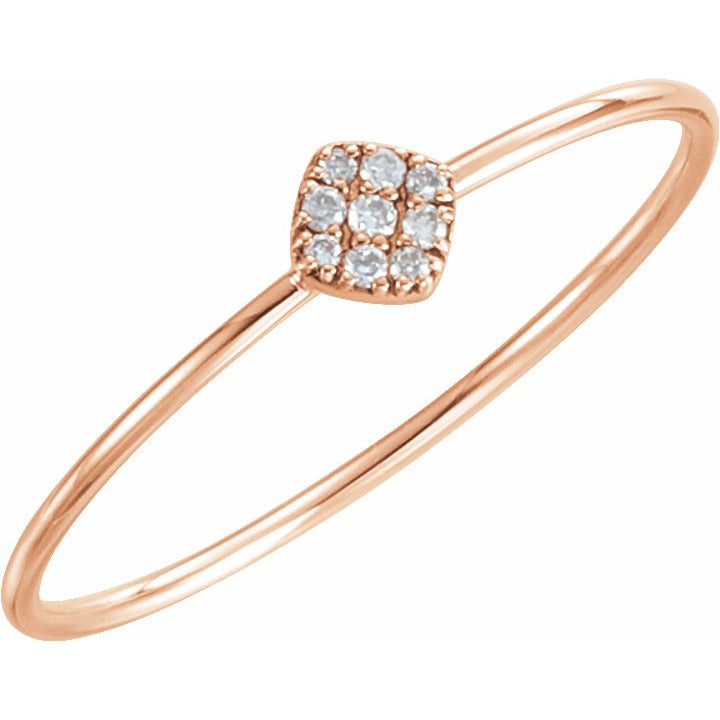 14K Rose 1/8 CTW Diamond Petite Square Ring