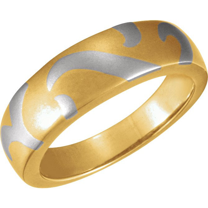 18K Yellow & Platinum 6.25 mm Inlaid Design Band