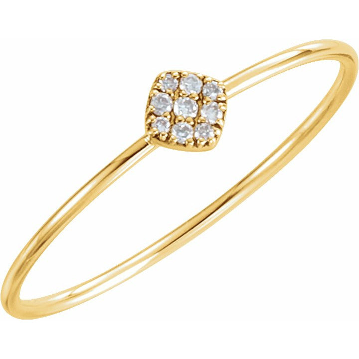 14K Yellow 1/8 CTW Diamond Petite Square Ring