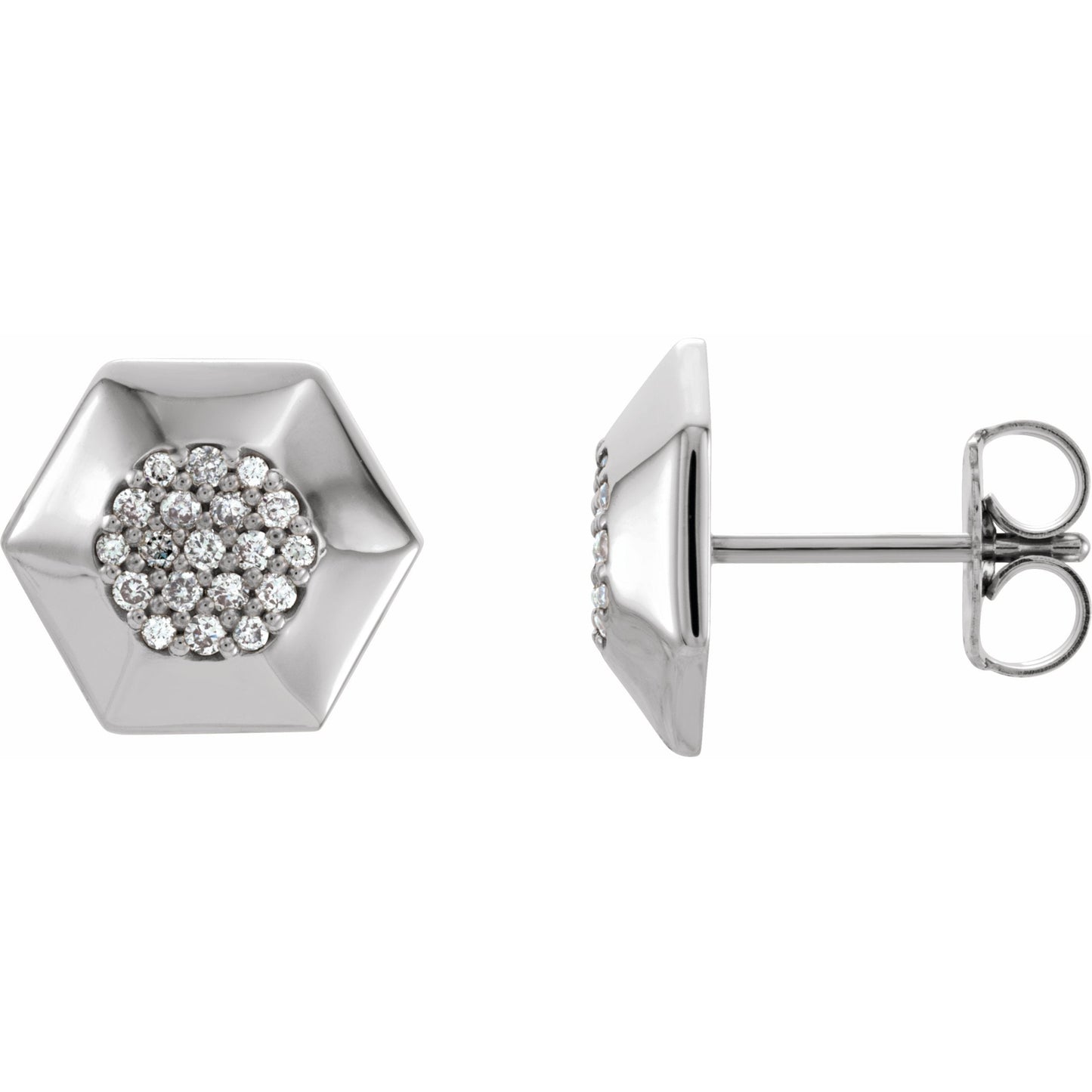 14K White 1/6 CTW Diamond Geometric Earrings with Backs