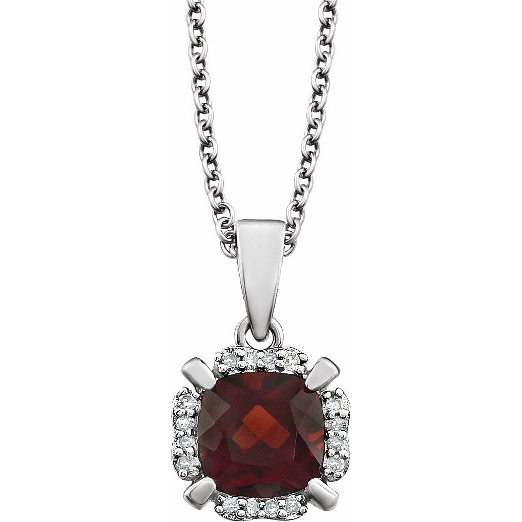 14K White Mozambique Garnet & .05 CTW Diamond 18 Necklace