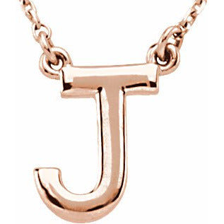 14K Rose Block Initial J 16 Necklace