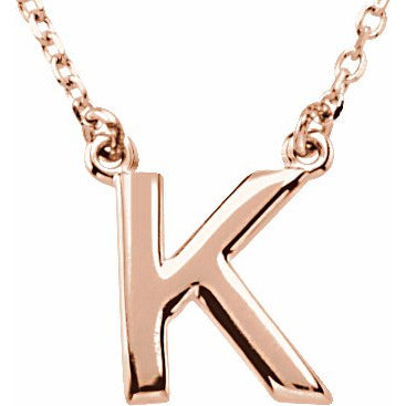 14K Rose Block Initial K 16 Necklace
