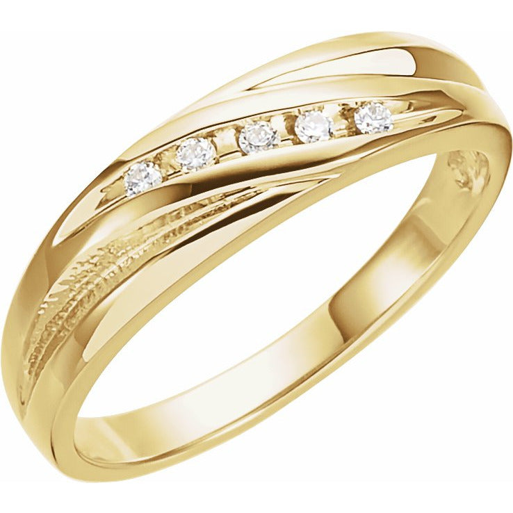 14K Yellow 1/10 CTW Diamond Men's Band