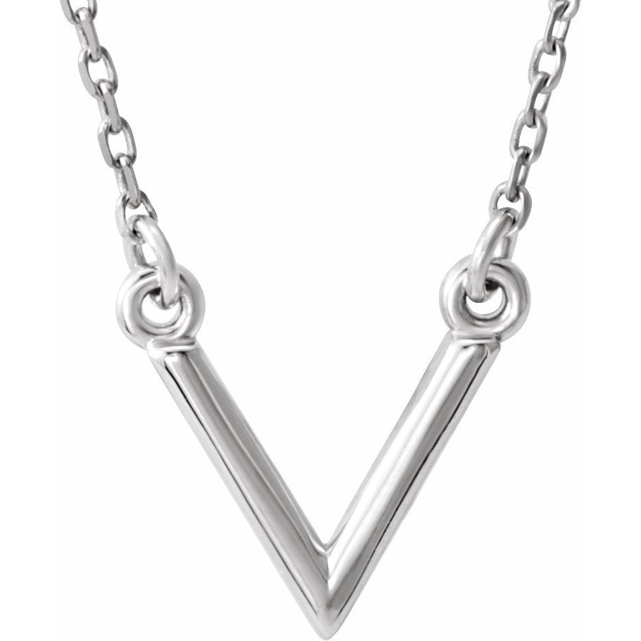 14K White V 16.5 Necklace