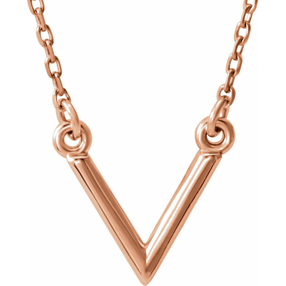 14K Rose V 16.5 Necklace