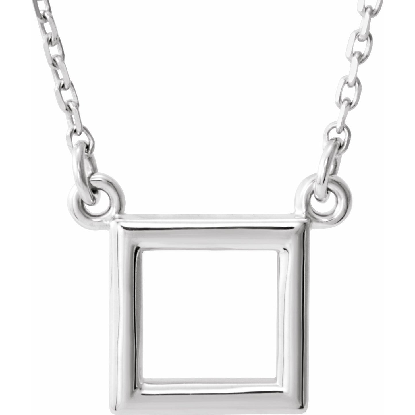 14K White Square 16.5 Necklace