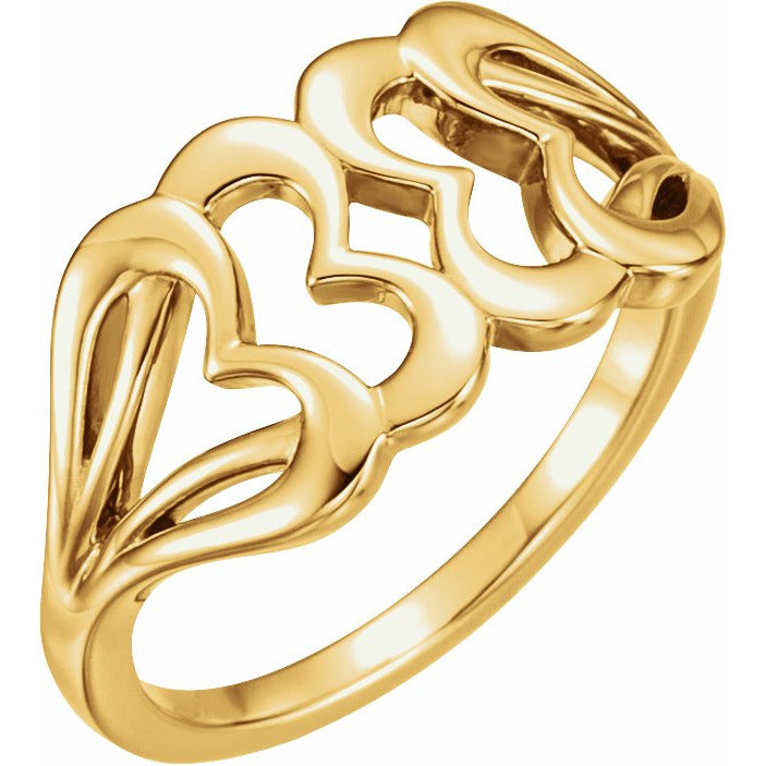 14K Yellow Heart Ring