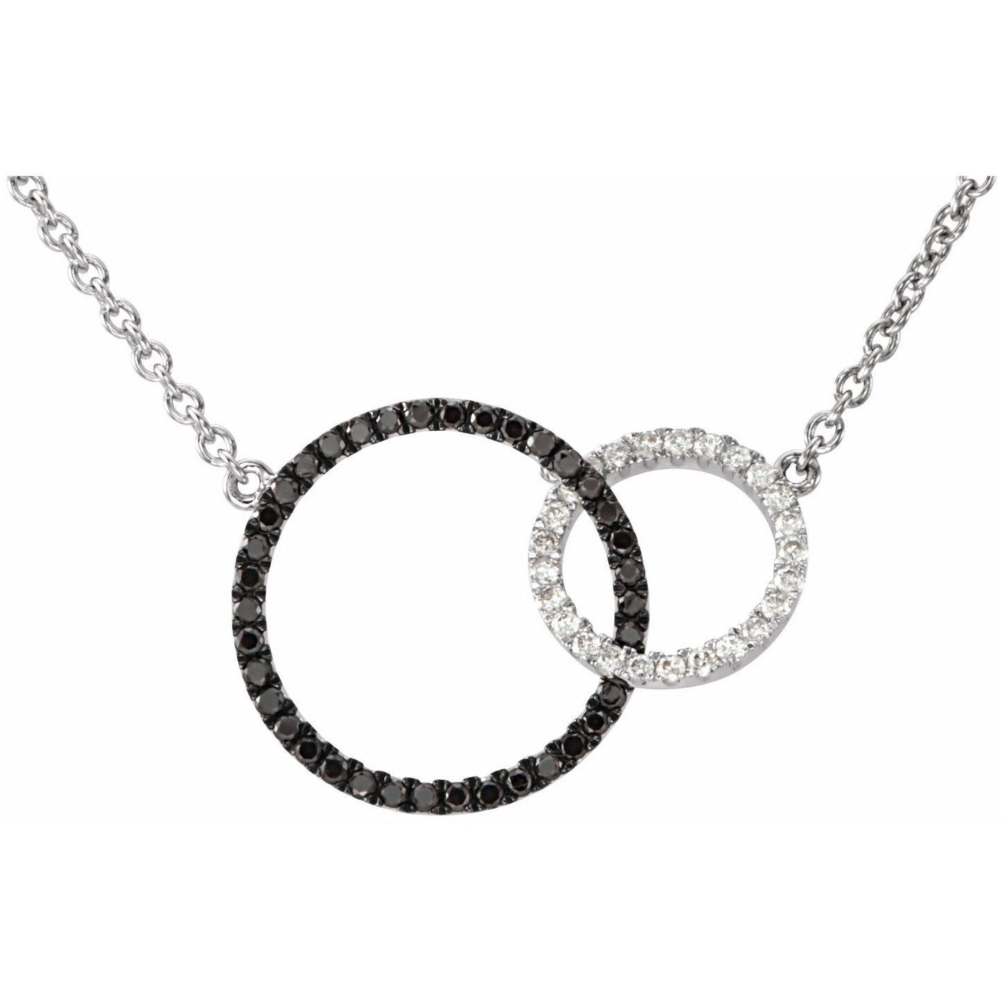14K White 1/3 CTW Black & White Diamond Circle 18 Necklace