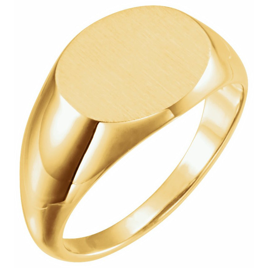 14K Yellow 14x12 mm Oval Signet Ring