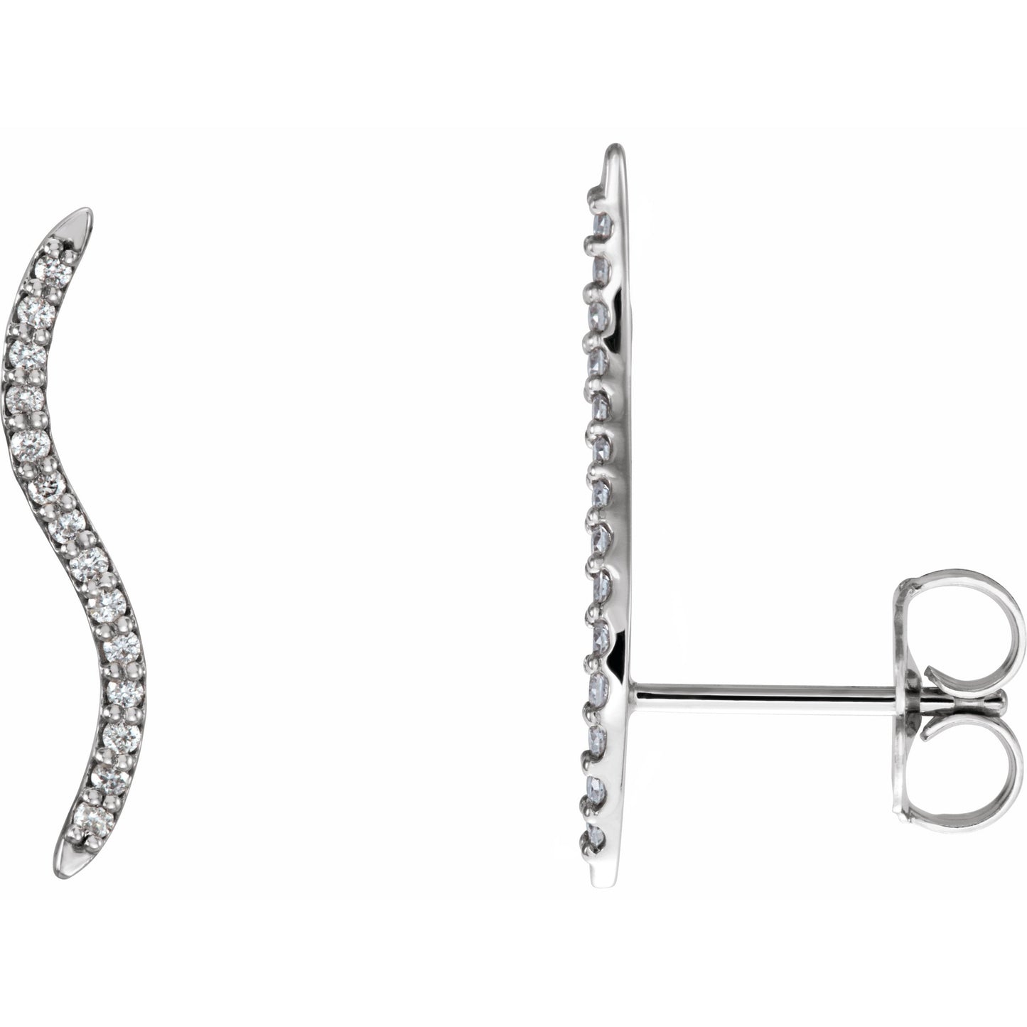 14K White 1/6 CTW Diamond Ear Climbers