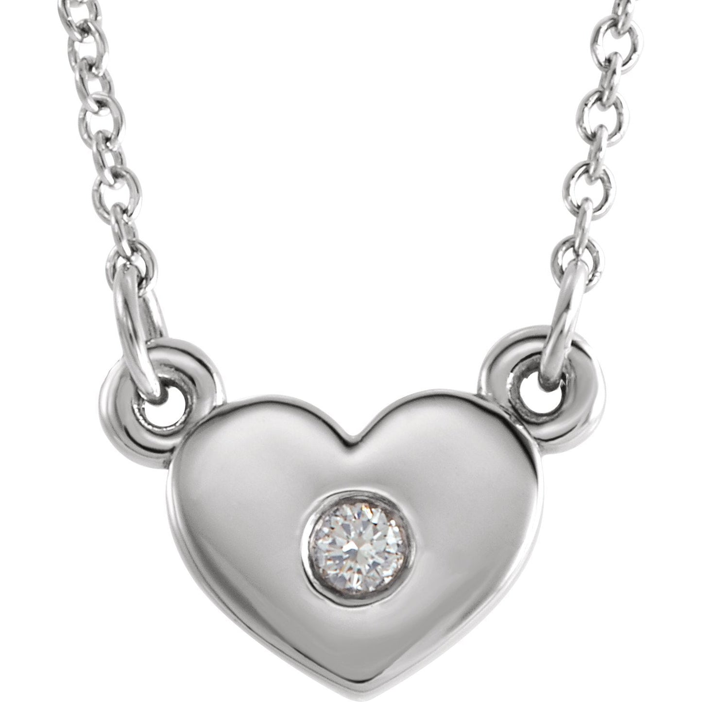 14K White .03 CTW Diamond Heart 16 Necklace