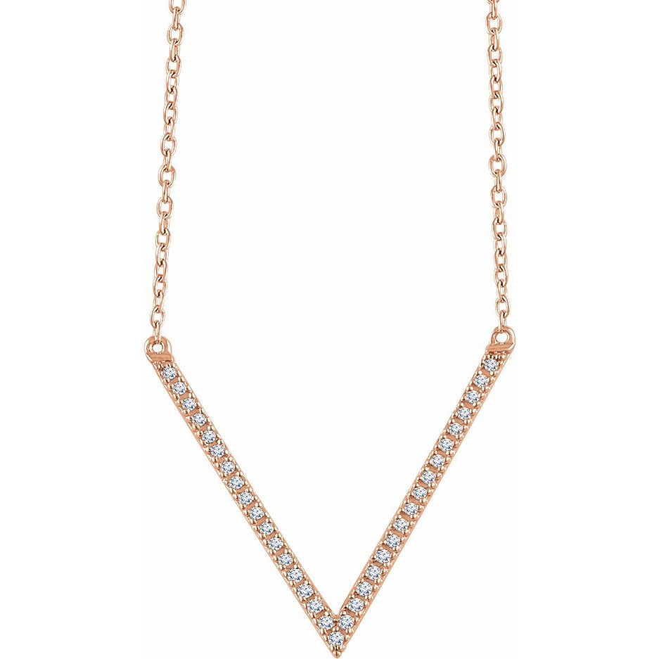 14K Rose 1/6 CTW Diamond V 16-18 Necklace