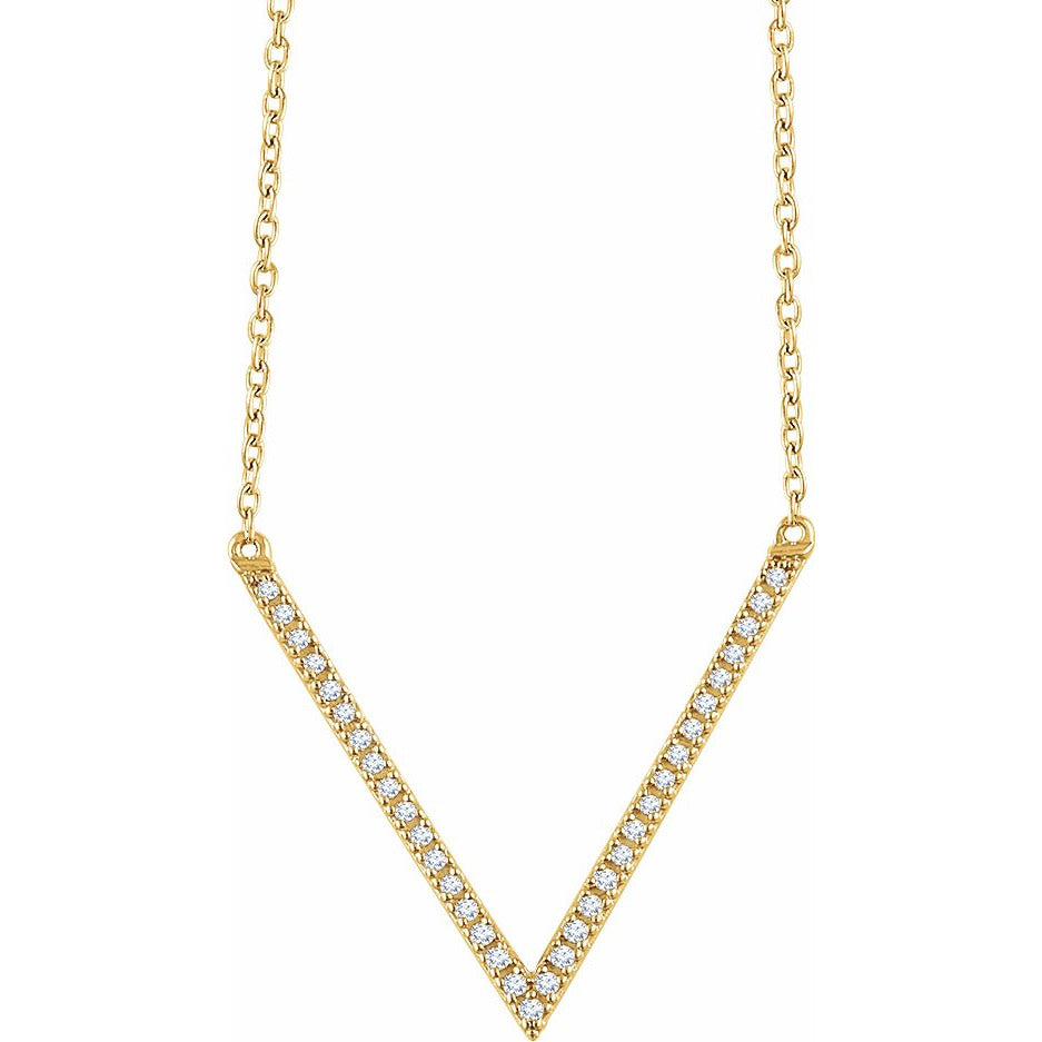 14K Yellow 1/6 CTW Diamond V 16-18 Necklace