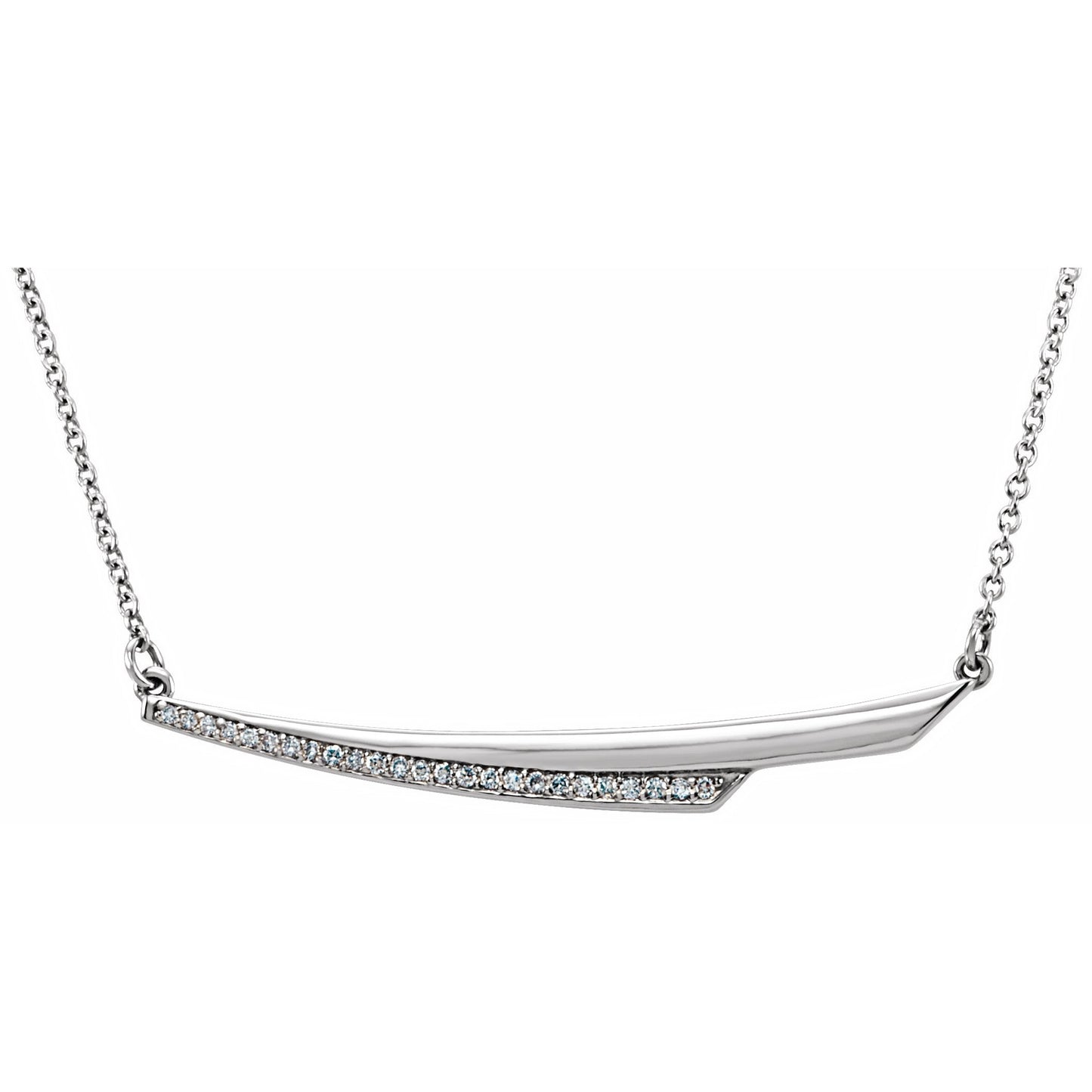 14K White .08 CTW Diamond Bar 17.5 Necklace