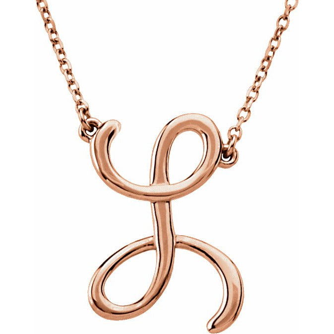 14K Rose Script Initial L 16 Necklace