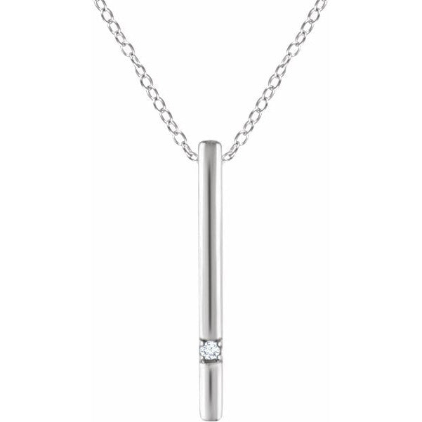 14K White .015 CT Diamond Bar 16-18 Necklace