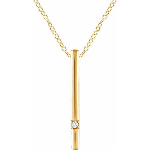14K Yellow .015 CT Diamond Bar 16-18 Necklace
