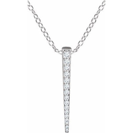 14K White 1/4 CTW Diamond Graduated 16-18 Bar Necklace