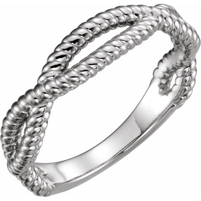 14K White Rope Ring