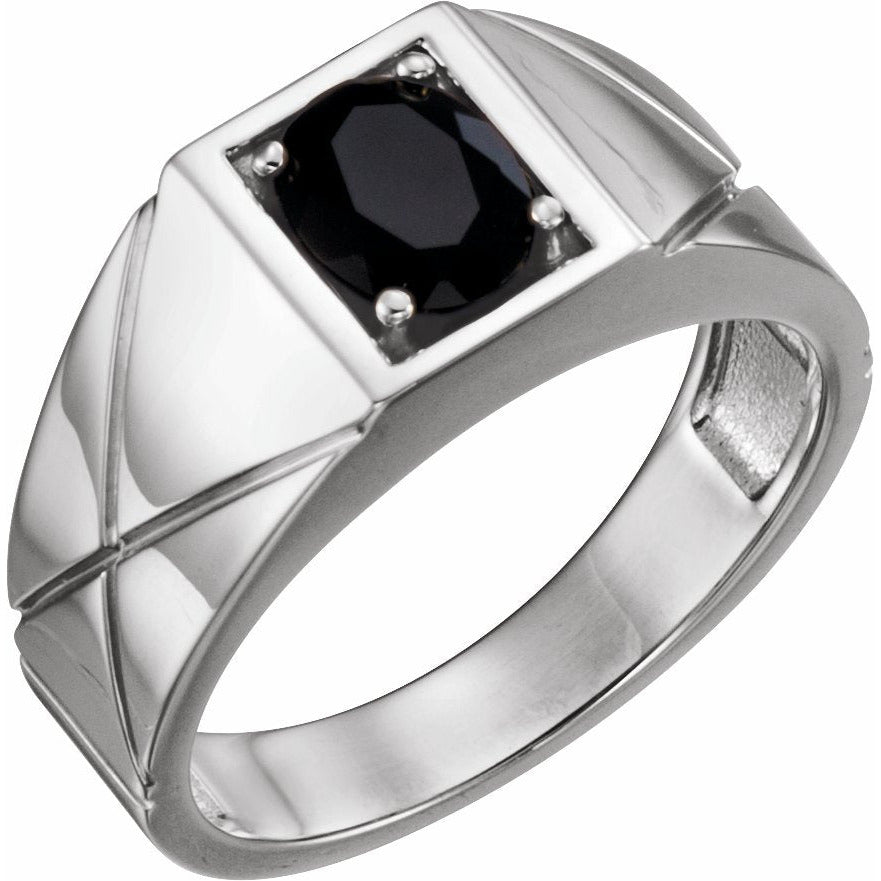14K White Onyx Ring