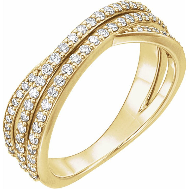 14K Yellow 1/2 CTW Diamond Criss-Cross Ring
