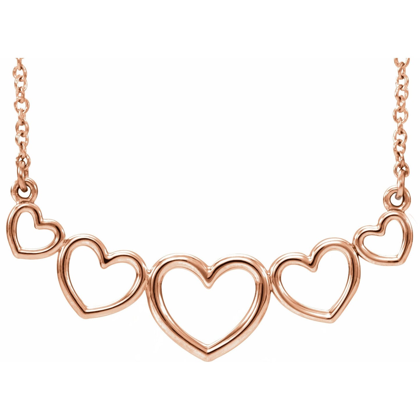 14K Rose Graduated Heart 17 1/2 Necklace