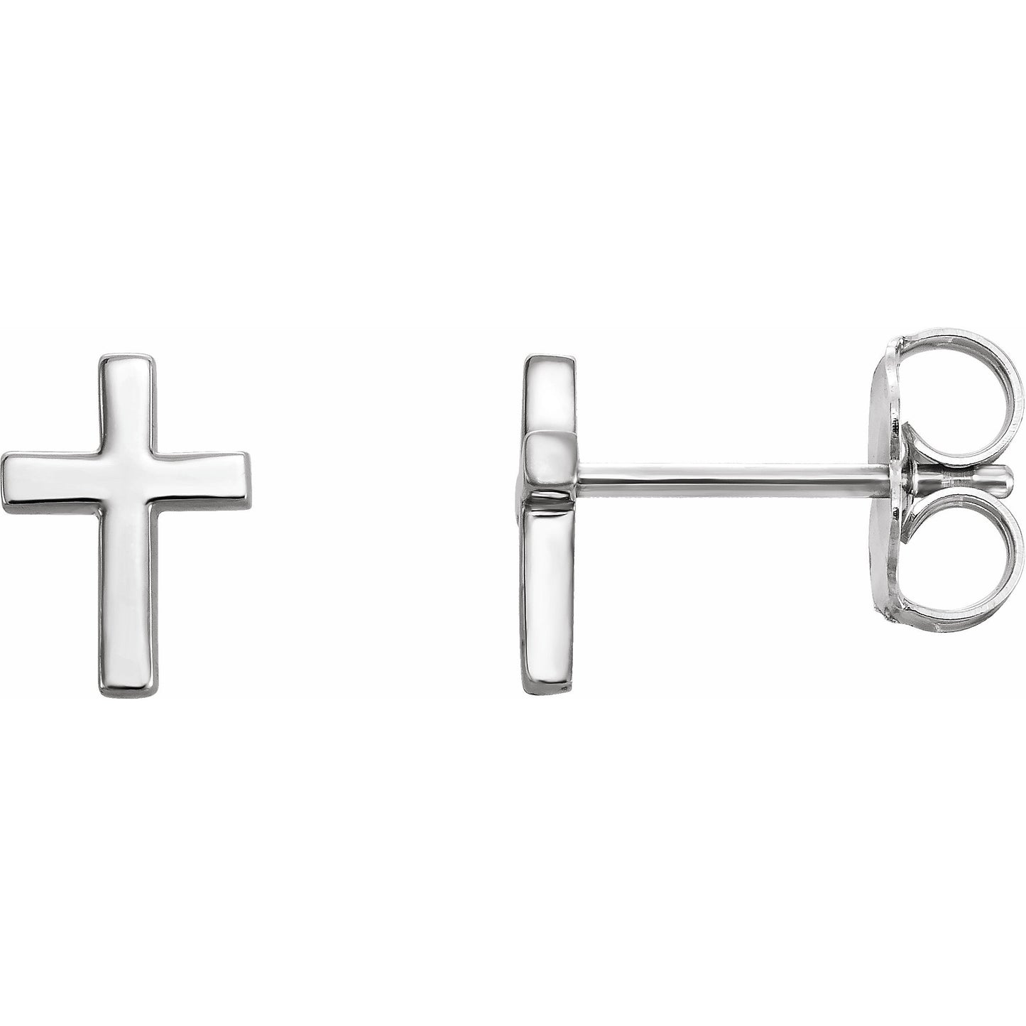 Platinum 7.5 mm Cross Earrings