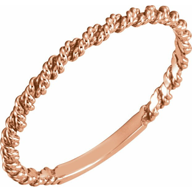 14K Rose 2 mm Twisted Rope Band