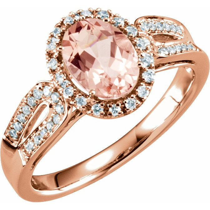 14K Rose Morganite & 1/5 CTW Diamond Ring