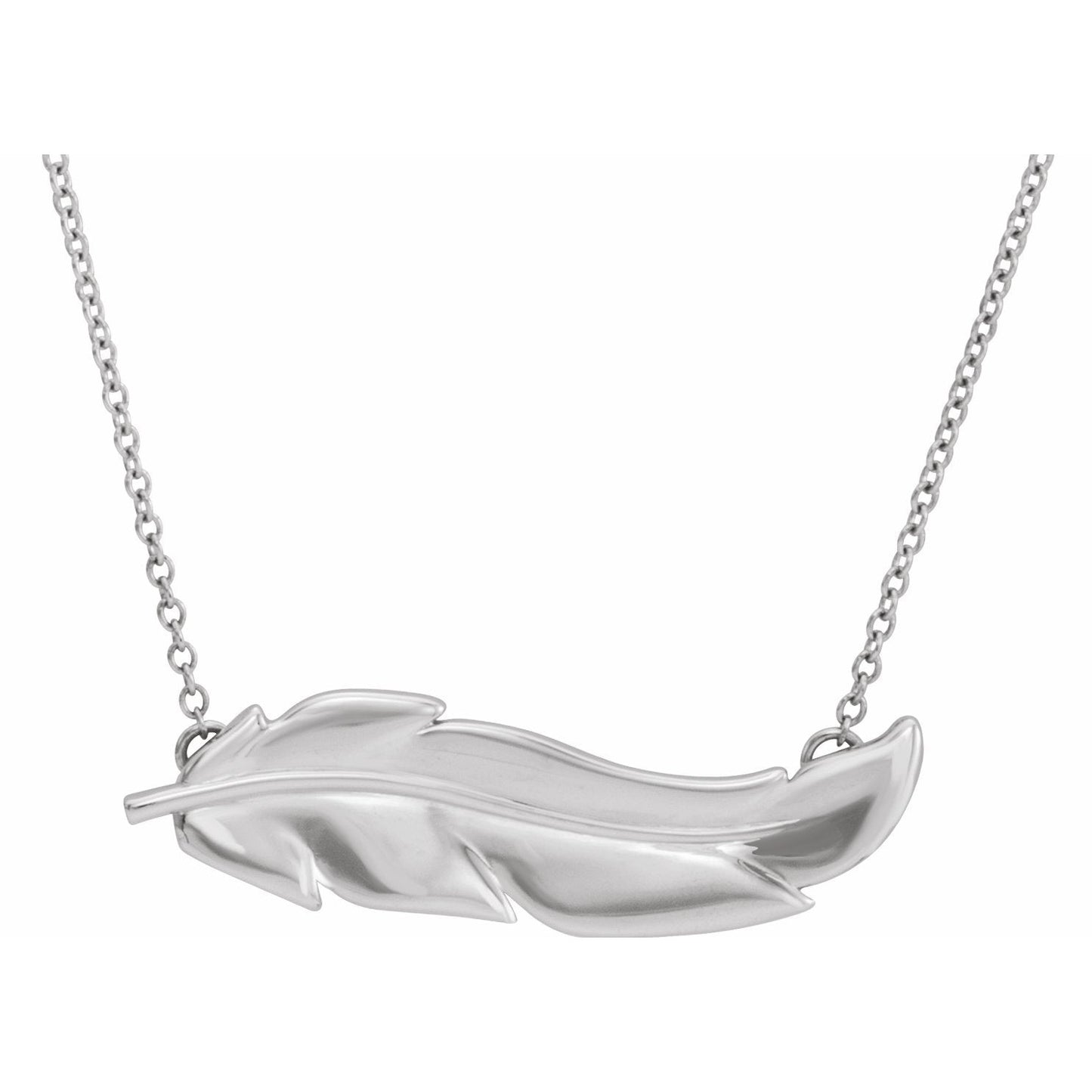 14K White Feather 16-18 Necklace