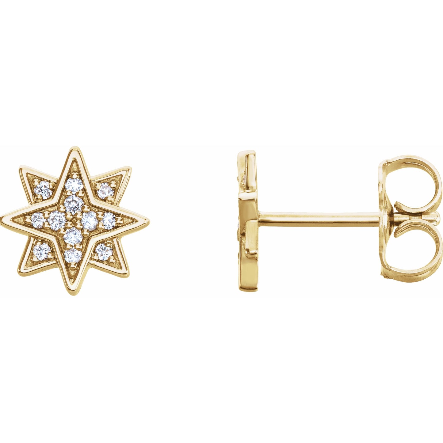 14K Yellow .08 CTW Diamond Star Earrings