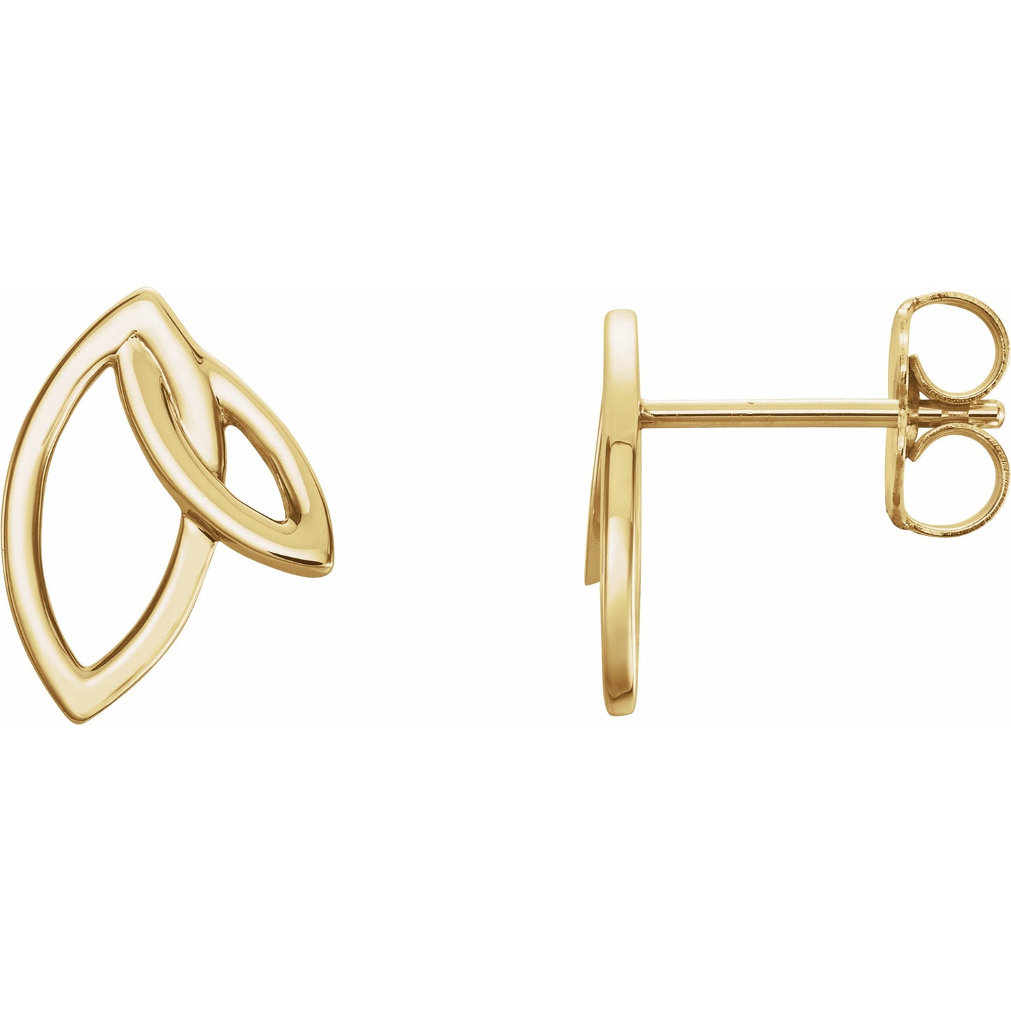 14K Yellow Double Leaf Earrings