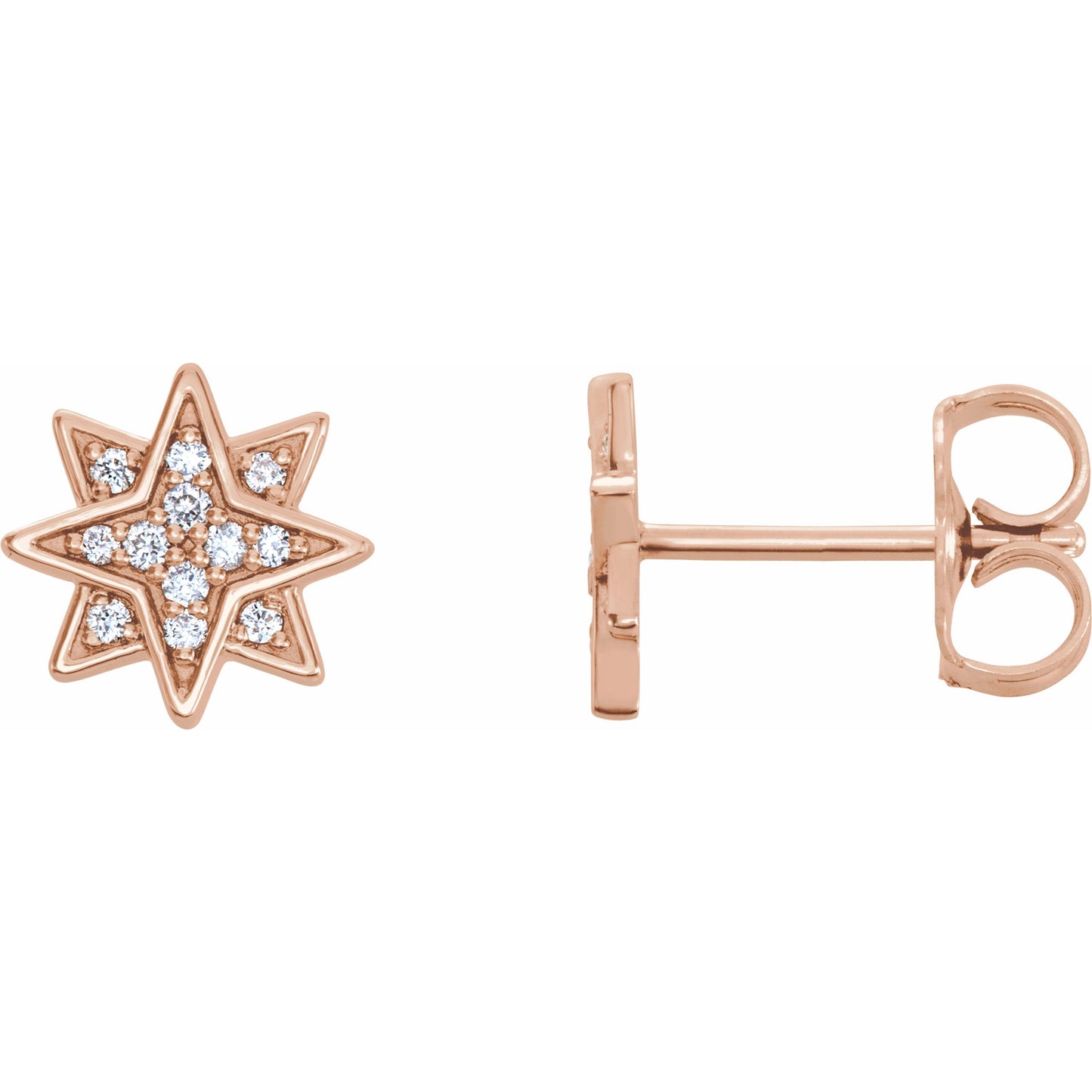 14K Rose .08 CTW Diamond Star Earrings