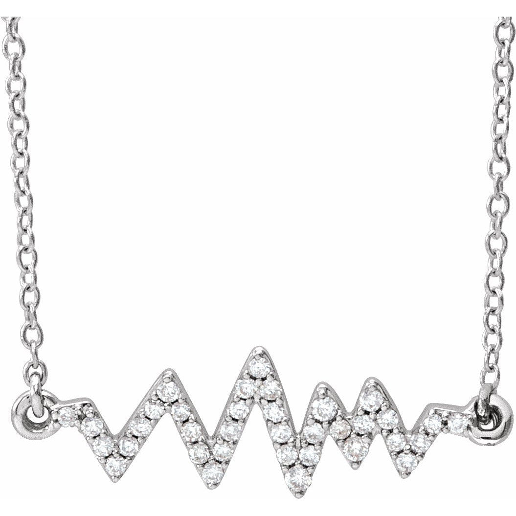 14K White 1/6 CTW Diamond Heartbeat 16-18 Necklace